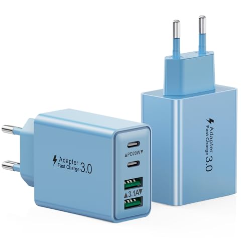 Cargador USB C, 40W 4 Puertos USBC Enchufe Carga Cargador Rapida para iPhone 17 16 15 14 13 12 11 Pro MAX Plus, Samsung, iPad, Múlti USBC PD Adaptador+ QC Rápido Tipo C Cabezal Pared