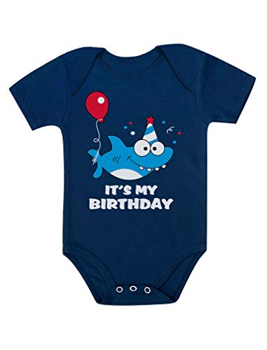 Birthday Boy or Girl Shark Outfit 1st 2nd Birthday Gift Baby Bodysuit 18M (12-18M) Navy