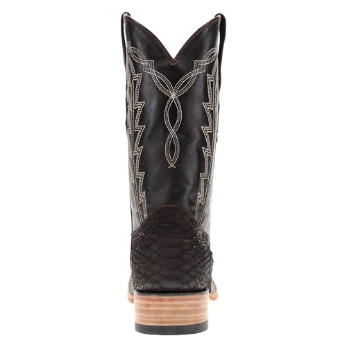 Vaccari Men's Crockett Genuine Matte Chocolate Python Square Toe Cowboy Western Boots4