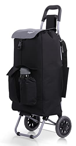 Hoppa Fully Insulated Lightweight 2024 Model 2 Wheeled Large 42Litre Capacity Shopping Trolley Bag 95cm, 2.1kg with Shoulder Strap