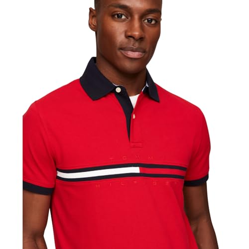 Tommy Hilfiger Men's Short Sleeve Cotton Pique Flag Graphic Polo Shirt in Custom Fit2