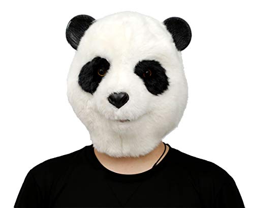 Creepyparty reepy Party Animal Mask Animal Head Mask Deluxe Novelty Christmas Costume Party Latex Animal Head Mask (plush panda)