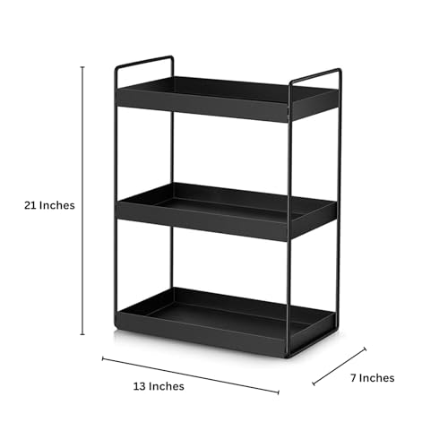 Image of HS Retail 3- Tire Kitchen Rack | Multipurpose kitchen Organizer Shelf | Durable Metal Frame with Stable Base | Countertop Storage Rack for Kitchen