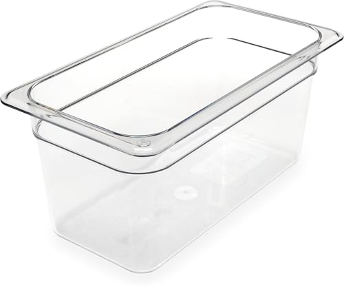 Carlisle FoodService Products Storplus Food Storage Container Food Pan, Chafing Pan with Spoonable Corners for Catering, Buffets, Restaurants, Polycarbonate (Pc), 1/3 Size 6 Inches Deep, Clear