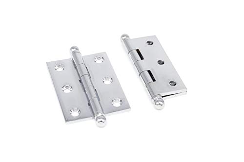 2-1/2" Butt Hinges Ball Tip Hinge Premium Cabinet Hinges Furniture Hinges Boat Cabinet Hinges - Made Of Solid Brass - Polished Nickel Finish - Sold In Pairs (2 Hinges) #TOP10