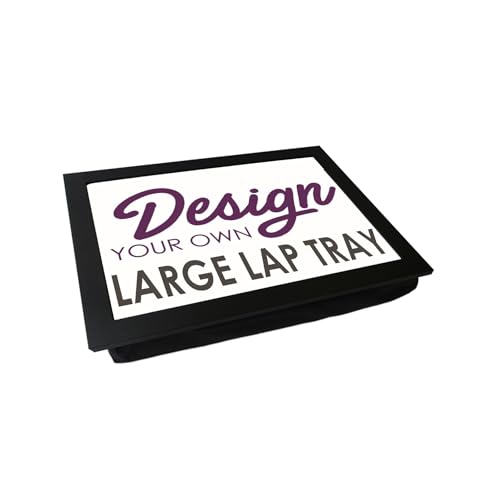 Design Your Own Extra Large Lap Tray. 49.8cm | Handmade Wooden Frame | Beanbag Cushioned Bottom | Computers, Laptops, Meals, Food, Crafting, TV, Dinner, Serving (Black)