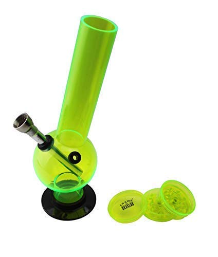 ARL Group Le Bazaar Shop Bong, Bang, Wasserpfeife aus Acryl, Grün, 32 cm + 1 Grinder Grinder für Gewürze, 4-teilig…