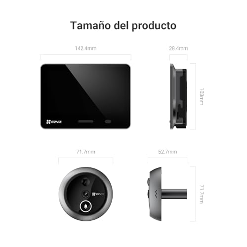 Miniatura 13 de Ezviz Ep4 Mirilla Digital Wifi 4k Para Puerta,Pantalla Táctil A Color De 5,5 ,Videotimbre Inalámbrico,Reconocimiento Facial Ia,7100 Mah,Detección Pir,Audio Bidireccional,Privacidad Protegida,Plateada
