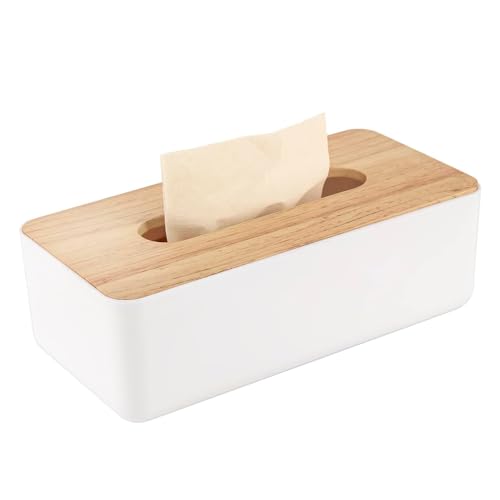 Esshogo Boîte à mouchoirs, avec revêtement en chêne, boîte à mouchoirs en bois, 21x13x9.5cm distributeur de mouchoirs, boîte à mouchoirs pratique, boîtes à mouchoirs pour les mouchoirs du commerce
