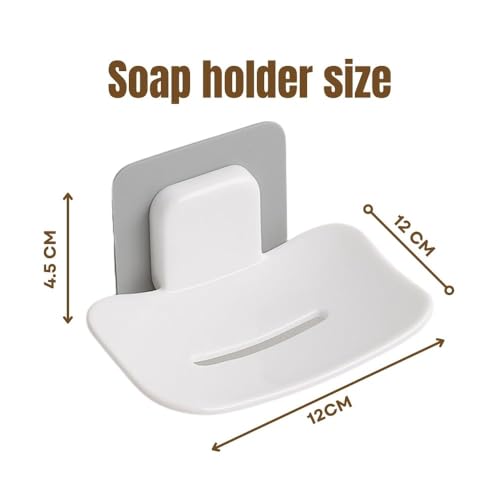 Image of Satpurush Bathroom Accessories, Bathroom Rack, Bathroom Shelf Organizer, Wall Mounted Shelf (4 x Soap Holder (Grey+White)).