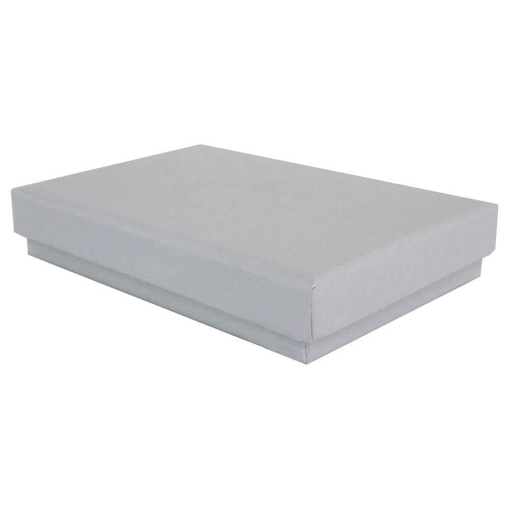 12 Medium Rectangle Grey Jewellery Gift Boxes, 63x95x18mm | For Necklace, Pendant & Earrings, Shallow Depth | Eco Kraft Paper Box with Anti-Tarnish Insert | FSC Certified — image 1