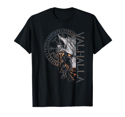 Walhalla Wolf Wölfe Odins Runen Nordischer Kompass Wikinger T-Shirt