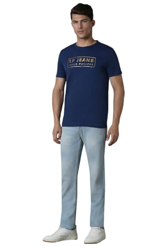 Image of Louis Philippe Men Navy Print Crew Neck T-Shirt