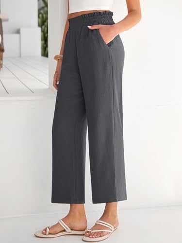 Image of ANRABESS Womens Wide Leg Palazzo Pants Summer Beach High Waisted Cropped Flowy Pants 2026 Dressy Casual Trousers with Pockets