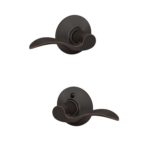 Image of Schlage F10 ACC 716 Accent Door Lever, Hall & Closet Passage Lock, Aged Bronze