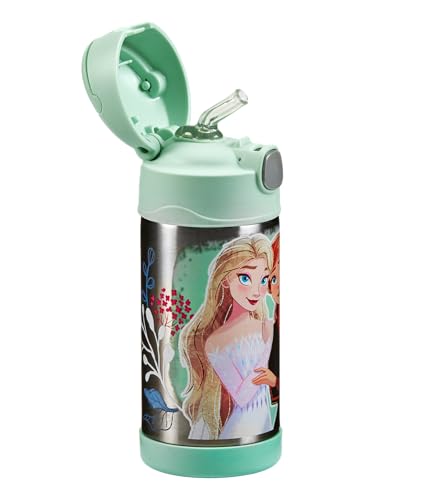 Thermos kids FUNTAINER STRAW BOTTLE DISNEY 0,35 l, Frozen II, Thermoflasche Kinder aus Edelstahl mit Trinkhalm, 12 h kalt, spülmaschinenfest, dicht ohne Kohlensäure, Disney Flasche für Kita, Schule 3