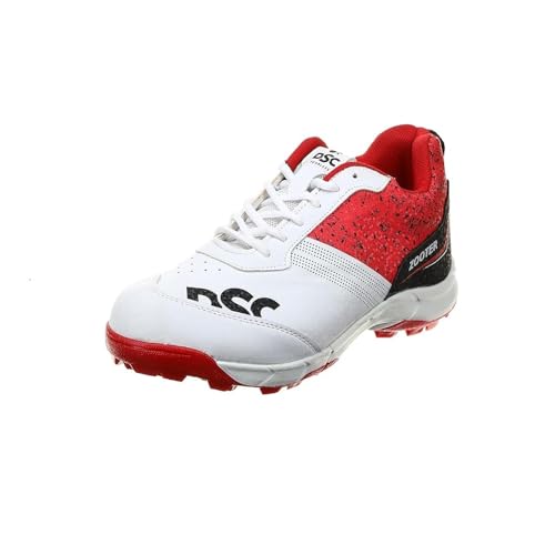 DSC Zooter Cricket Shoe for Men and Boys, Size-6 UK (White-Red)