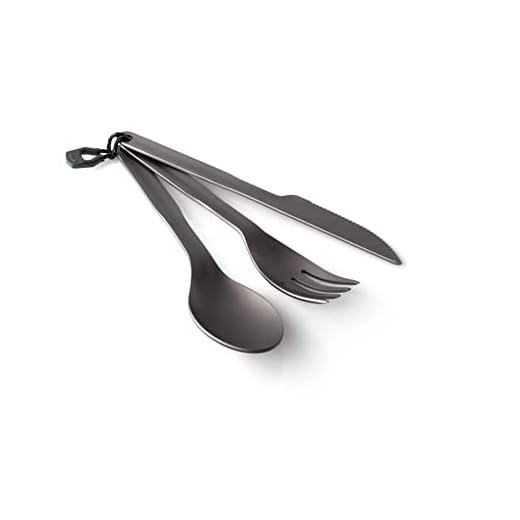 GSI Outdoors Halulite 3 Piece Ring Cutlery, Spoon, Fork and Knife Set for Camping, Picnics, and Travel