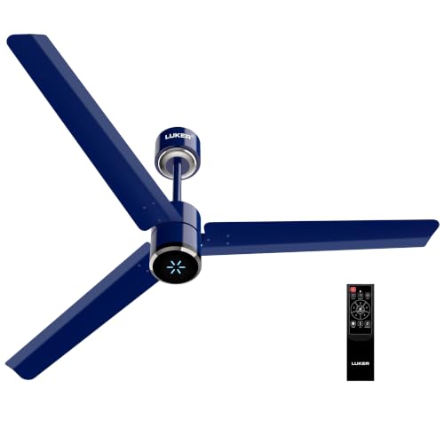 Image of LUKER JVLuker USA Aerozen Prime 1200mm BLDC Ceiling Fan with IR Remote BEE 5 Star 65% Energy Saving High Air Delivery Low Noise LED Indicator Reverse Mode for Living (Ocean Blue-Chrome)