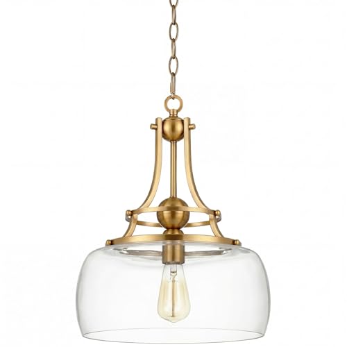 Kira Home Royale 14" Modern Schoolhouse Gold Pendant Light, Gold