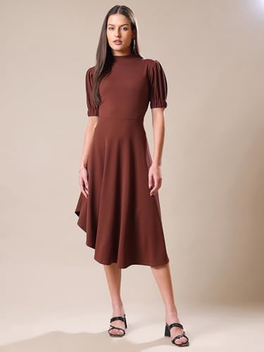 Image of PURVAJA Women's High-Low Knee Length Dress(Ruby-062-to-069)