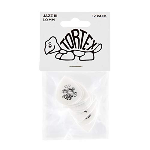 Dunlop 478 TORTEX White JAZZ III Picks (12-Pack) 1.0 mm - Les Beatles, Paul McCartney, John Lennon, RIngo Starr, George Harrison Dunlop 478 TORTEX White JAZZ III Picks (12-Pack) 1.0 mm