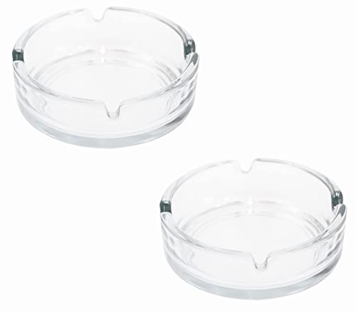 Vivalto Juego de 2 ceniceros Redondos de Cristal (10,5 cm)