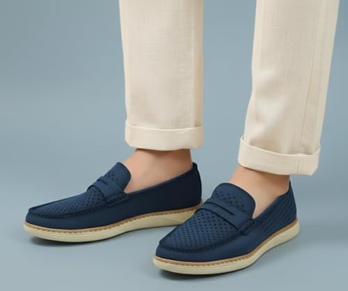 Image of Kraasa Men Denim Causal Loafers | Premium Breathable Upper | Driving Loafers | Lighweight Slip-On's | Soft Cushioned Insole | Super Flexible, Comfortable for Men