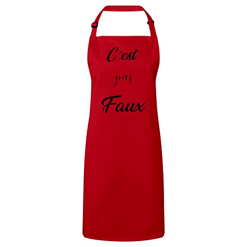 Tablier cuisine premium avec citation humour "C'est pas faux" ajustable