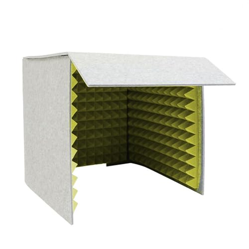 Cabina Aislante para Reducción de Ruido JTWWDM, Cubierta Acústica de Escritorio Cuadrada, Pequeño Estudio de Grabación para Música en Casa, Color Amarillo, 23.6 pulgadas miniatura 1