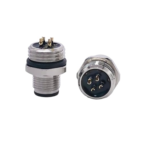 Conector M12 hembra de 4 pines tipo placa trasera con soldadura para montaje 3
