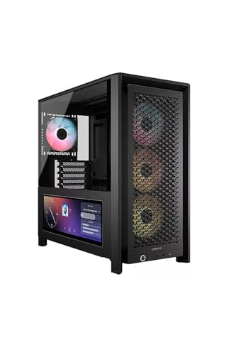 CORSAIR Frame 4000D LCD RS ARGB Modular Mid-Tower ATX PC Case XENEON Edge LCD Touchscreen InfiniRail Fan Mounting System 4X RS120 ARGB PWM Fans Reverse Motherboard Support Black