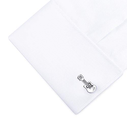Gemelos de guitarra HONEY BEAR para hombre acero plata miniatura 3