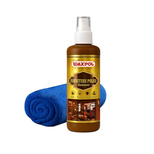 Waxpol Furniture Polish Restorer 200ml with Microfiber, Wood Polish Shine Spray for Furniture, Cabinets, and Wardrobes, Restores & Maintains Wood Shine