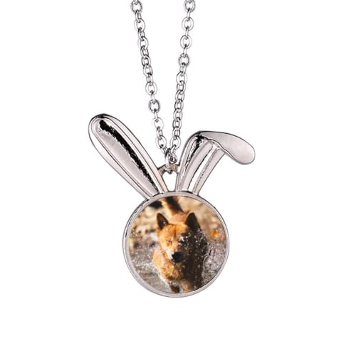 Collier pendentif lapin et motif chien japonais pour femme et ado