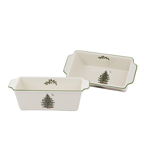 Spode Christmas Tree Loaf Pan Set of 2 - Holiday Bakeware