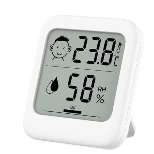 Kleines digitales Hygrometer Innenthermometer Umgebungsthermometer AAA-Batterien Temperaturüberwachung und Luftfeuchtigkeitsmesser für Home Office Komfort Reptilienthermometer (1 Packung großes Symbol