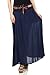 MATY FASHION Jupe longue élégante pour femme - Légère - Style bohème - Avec ceinture en cuir synthétique - 14 - Bleu - taille unique
