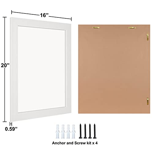 Image of Rectangular Wall Mirror 20x16 Inch Bathroom Mirror for Over Sink, White