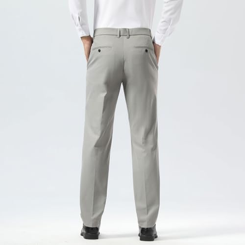Image of Plaid&Plain Men's Slim Fit Dress Pants Stretch Khaki Pants Wrinkle Free