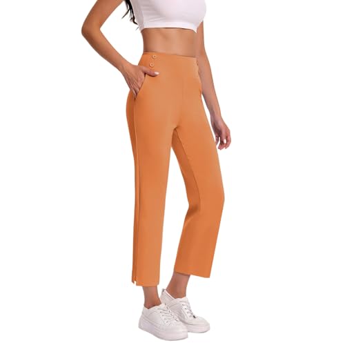 bmkBWO Dress Pants Women Petite,High Waisted Straight Leg Work Pants Business Office Trousers with Pockets Slacks