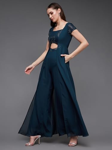 Image of Miss Chase Women's Keyhole Neck Regular Sleeve Regular Length Jumpsuit with Pockets