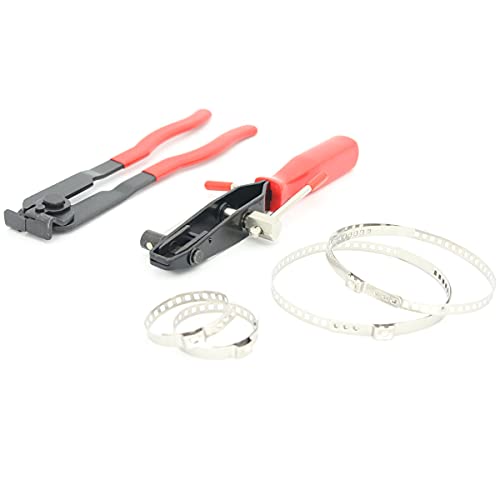 Juego de 2 abrazadera de manguera banda Copa de abrazaderas CV Fuelle Junta crimpadora alicates de arranque+ 4pcs Crimpadora de bota de unión CV Cover
