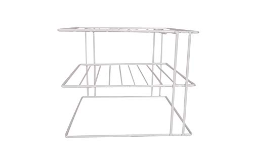 Image of WOOD ART STORE Cast Iron Kitchen Corner Shelf Plate Storage Organizer Rack (White) Size- 25X25X25 cm