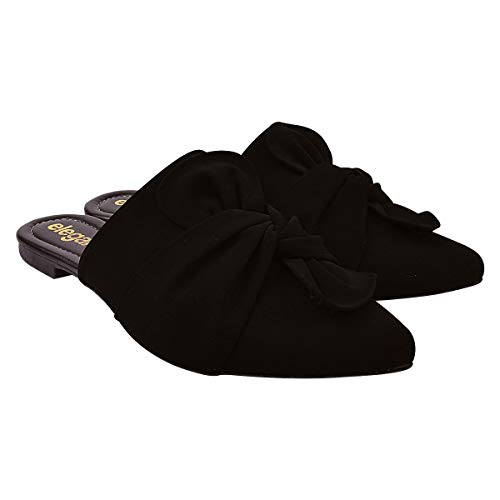 Mule Feminino Rasteirinha Nobuck Preto Eleganteria Tamanho:38;Cor:Preto