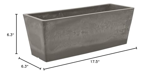 Image of Arcadia Garden Products PSW U45CT Plastic /Stone /Wood Composite Simplicity Window Box, No Drainage Hole (Drillable), 17.5 inch x 7 inch x 6 inch, Cement Color