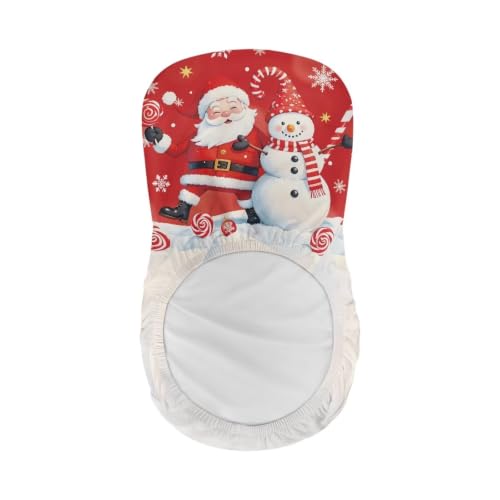 Image of Santa Claus and Snowman 4Pcs Seats Covers for Stools Bar Stool Seat Cover Slipcovers Elastic Washable Chair Cover for Kitchen Island Stools