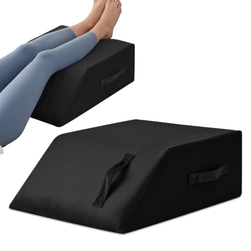 Image of MEGCXIT Leg Pillow Elevation Blood Circulation, Leg Wedge for Elevation for Swelling, Leg Elevating Pillow for After Surgery, Memory Foam Foot Knee Pillow for Back Sleeping 24x19x8 Inch Black