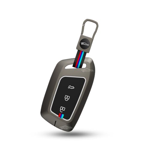 Image of Metal Silicone Key Cover with Key Chain Compatible with MG | Hector | Hector Plus | Gloster | ZS EV | ZS | Comet EV | Windsor 3 Button Smart Key Cover Pack of 1 Set (Glow in thye Night)