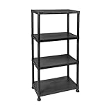 LANDXPERT Kunststoffregal 4 Ebenen 61x31x131cm Schwarz Steckregal Lagerregal 100kg...